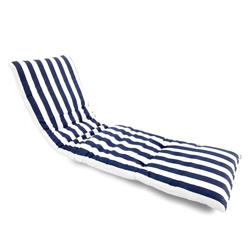 various Cojín para Tumbona Exterior 180x55x8 cm, Colchoneta Acolchada con Relleno de Fibra, Desenfundable con Cremallera, Fijación Elástica Antideslizante para Jardín, Terraza, Piscina y Playa (Azul)
