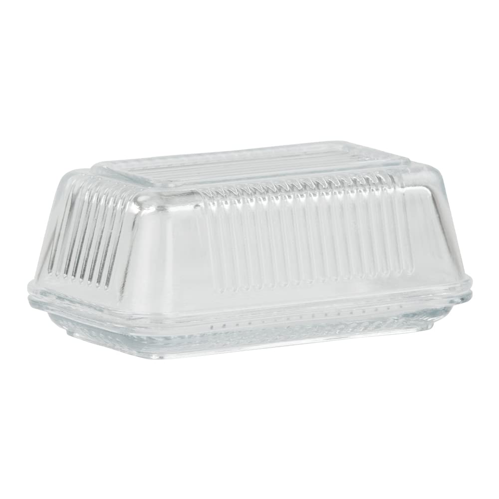 Home Basics Glass Butter Dish, Clear