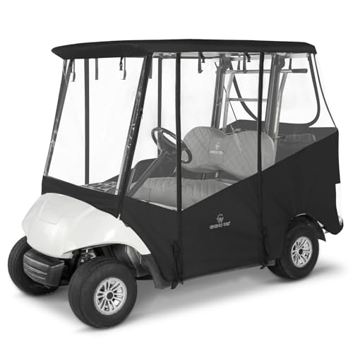 Golf Cart Enclosure 2 Passenger for Yamaha G29 Drive 2,600D Clear Rain Cover Driving Winter Enclosure 2 Seater,Roll Up 4 Sided Transparent Windows Door with Heavy Duty Zipper,Side Mirrors Openings