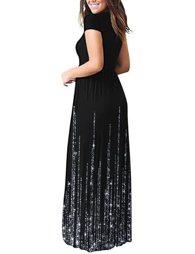 Image of AUSELILY Women's Classic Short Sleeve Loose Plain Casual Long Maxi Dresses for Women 2026