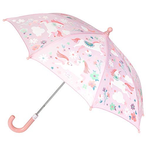 Stephen Joseph Kids Color Changing Wet Dry Umbrella Water reacting Auto Open Umbrellas for Rain Childrens Umbrella UNICORN 23X28