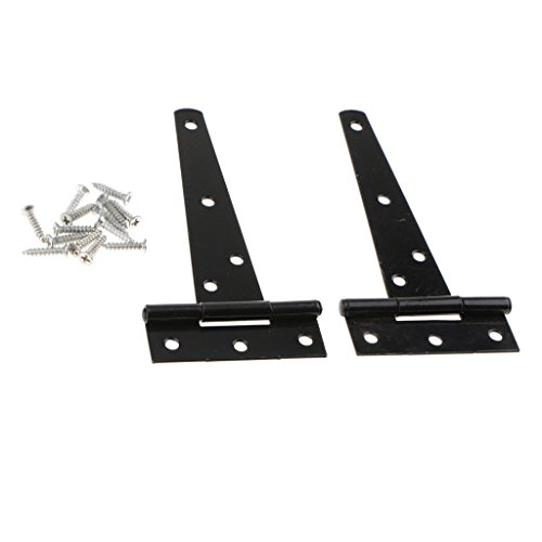 Sharplace 1 Par T Bisagra Gabinete de Alta Resistencia, Accesorios para Puertas Exteriores de Cobertizo - Negro 5 Pulgadas