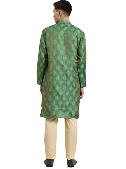 Image of SOJANYA Men's Silk Embroidered Regular Kurta
