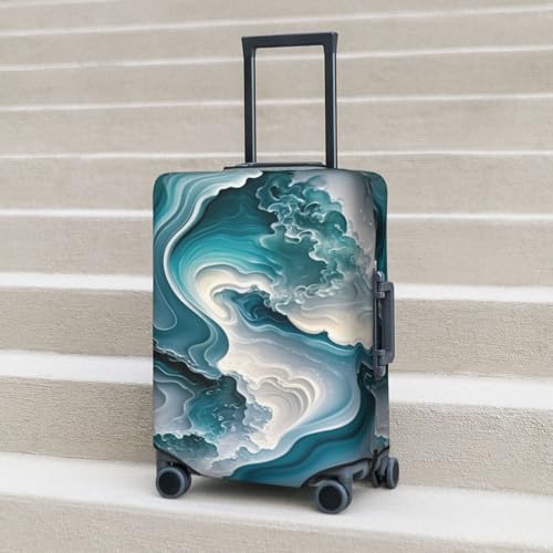 Ink Painting Jade Carvings Marble Texture Elastic Travel Luggage Covers Dustproof Scratch-Resistant Suitcase Protector Fit 22-24 Inch 6