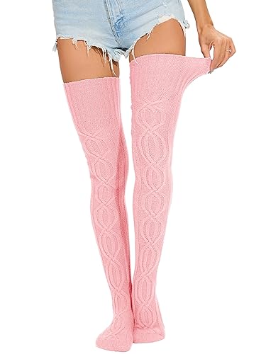 Image of Women's Thigh High Knitted Winter Boot Socks Vintage Extra Long Leg Warmer Over Knee High Stockings