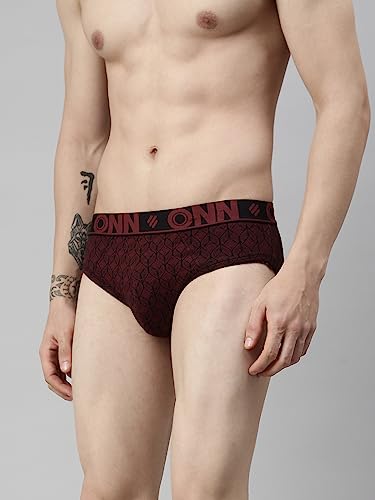Image of ONN Men's Super Combed Cotton Printed Briefs with Ultra Soft Waistband, Moisture-Wicking, Stylish Patterns, Lightweight, Breathable, All-Day Comfort | Prints May Vary | Style OS282 |