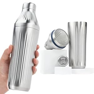 Elevated Craft Diamond Edition Hybrid Cocktail Shaker Set – Premium Vacuum Insulated Stainless Steel, 28 oz, Includes Built-In Strainer, Precise Measuring Top & XL Polishing Cloth – Martini Shaker