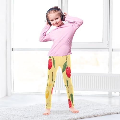 Bolaz Toddler Girls Leggings Printed Yoga Pants Leggings Yellow Red Cherry for Kids4