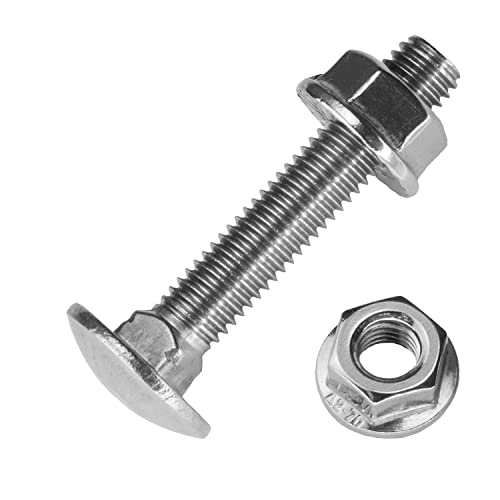 Techtanium® Schlossschrauben M6 x 40/40 mm mit Flanschmuttern M6 aus Edelstahl A2 (5 Stück) | Flachrundkopfschrauben | Sechskantmuttern mit Flansch | DIN 603 & DIN 6923 Cover