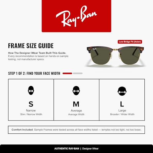 Image of Ray-Ban RB3016F Clubmaster Low Bridge Fit Square Sunglasses for Men for Women