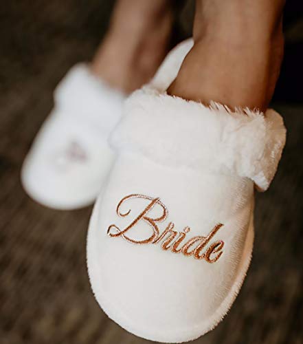 Bride Slippers & Bridesmaid Slippers Set Of 7 | Fluffy House Slippers For Women | Wedding Shoes For Bride, Bridal Flats, Wifey Slippers | Bride Tribe Bridesmaid Gifts & Bridesmaid Proposal Box #TOP2