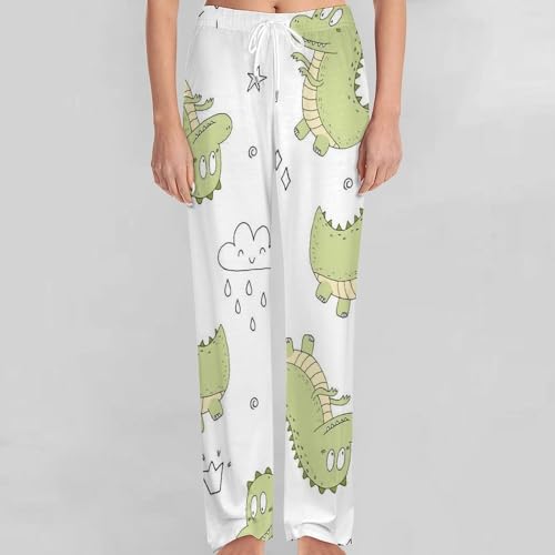 Vêtements de nuit cartoon dinosaur coupe longue fluide et poches intégrées - 3