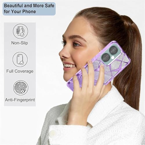 Image of Stylish Gradient Glitter Clear Case for OnePlus Nord CE 3 Lite 5G Luxury Electroplated 3D Cube,Diamond Bling Shiny Soft TPU Clear Shockproof Women & Teen Girls Protective Phone Cover(Purple)