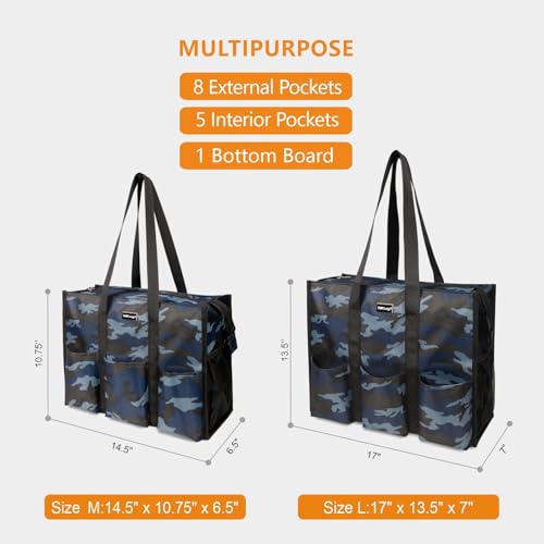 Image of TOPDesign Utility Water Resistant Tote Bag with 13 Pockets, Top Zipper Closure & Thick Bottom Support, for Working Women