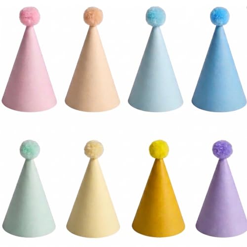 Tingliyi 8Pcs Party Hats for Adults and Kids Paper Party Hats Mini Party Hats for Teddys Colorful Cone Birthday Hat Party Decorations for Adults Paper Hats for Birthday Celebration