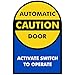 SmartSign 9 x 6 inch (Pack of 1) “Caution - Automatic Door Sticker, Activate Switch to Operate” 2-Sided Window Decal, Polyester, Screen Printed, Multicolor