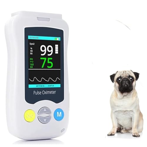 oiakus Pulsioximetro Veterinario, Monitor De Pulso para Mascotas, con Pantalla De 2.4in, Sensor SPO2 De Oreja/Lengua, para La Familia Y El Hospital De Mascotas, Granjas