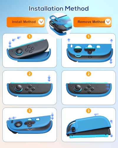 Image of WAXITY Dockable Protective Case for Nintendo Switch 2-Blue | Hard Cover Shell for Switch 2 Console with Screen Protector Accessories and Thump Grips, Shockproof Full Protection