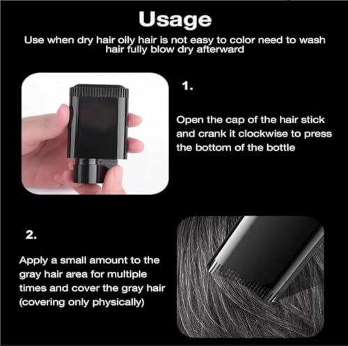 Image of 2-in-1 Instant Hair Color Stick with Built-In Comb | Waterproof, Sweat-Resistant Grey Hair Coverage | Safe Easy-Apply Dye for Women & Men | Black