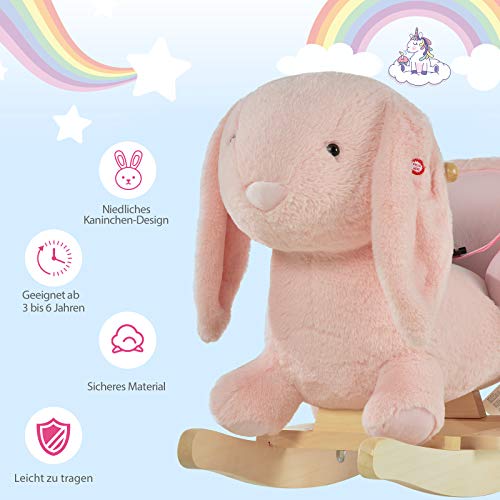 HOMCOM Schaukeltier Schaukelpferd Kinder Schaukel Rosa 60 x 33 x 50 cm – Bild 8