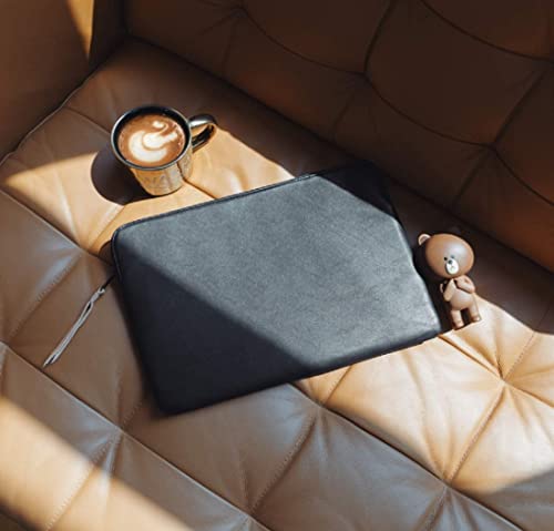 Image of CONTACTS Faux Leather Laptop Sleeve Compatible with 16 Inch MacBook Pro 2019-2020- Zero Movement + Water-Resistant + No Scratches by Zipper - Black