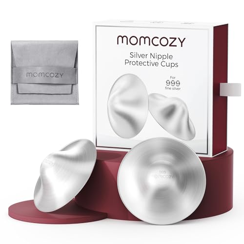 Image of Momcozy 999 Silver Nursing Cups, Hole-Free Design, 999 Silver Nipple Shields, Breastfeeding Essentials, Silver Nipple Shields for Breastfeeding Newborns, Metal Nipple Shields, Regular Size