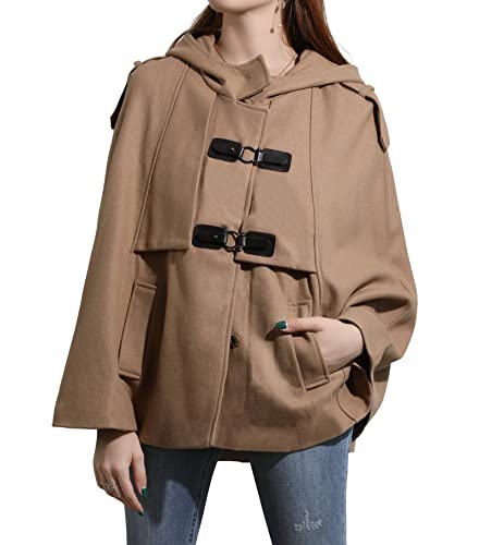 CHARTOU Women's Cute Batwing-Sleeve Hooded Wool Baggy Poncho Cape Cardigans Outwear3