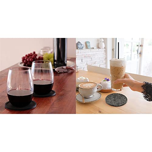 Dessous de verre ronds en verre avec boîte de rangement gris