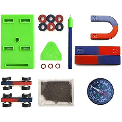 Labs Junior Science Magnet Set for Education Science Experiment Tools Icluding Bar/Ring/Horseshoe/Compass Magnets Cover