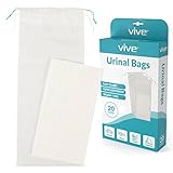 Vive Disposable Urine Bags (20 Count) - Incontinence Pee Bladder for Men - Portable Urinal Collection Drainage Sleeve Pad - Medical Grade Liner for Travel, Bed, Camping - Plastic Relief John