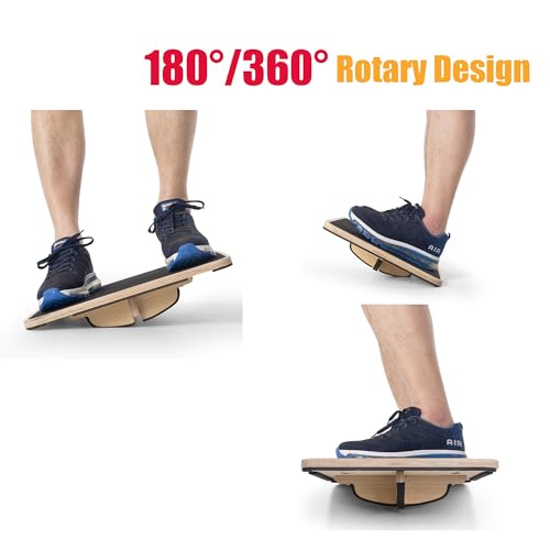 Image of Adult Professional Wooden Balance Board - 350 lbs Non-Slip Balance Board Design, Suitable for Physical Therapy and Under-Desk Use, 2 Simple Setup Methods, Durable and Stable Wooden Board
