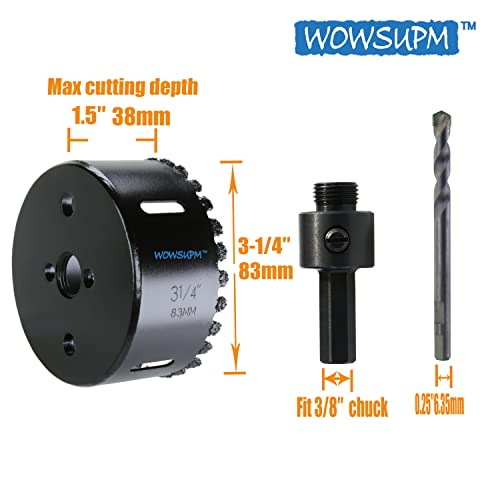 Wowsupm 3 Inch Carbide Grit Hole Saw Cutting Air Brick, Stucco #TOP5