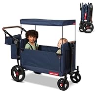 Foldable Wagon, Baby Stroller, Rolling Cart, Outdoor Play Beach Cart, Outside Toys for Toddlers 1-3, Radio Flyer Atlas Stroller Wagon for Kids Ages 1+ Years, Blue