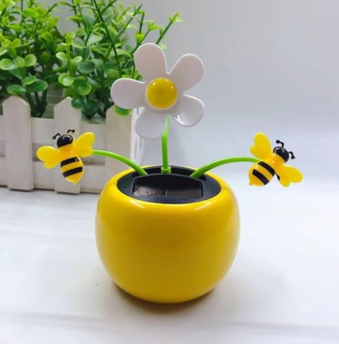 Honseadek Flor bailarina con panel solar para decoración de jardín, respetuosa con el medio ambiente, activada por la luz solar, adorno móvil para decoración del hogar al aire libre (abejas)