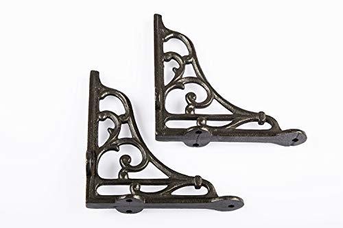 B&M Pair Of Victorian Scroll Shelf Brackets 6 Inch Antique Iron #TOP2