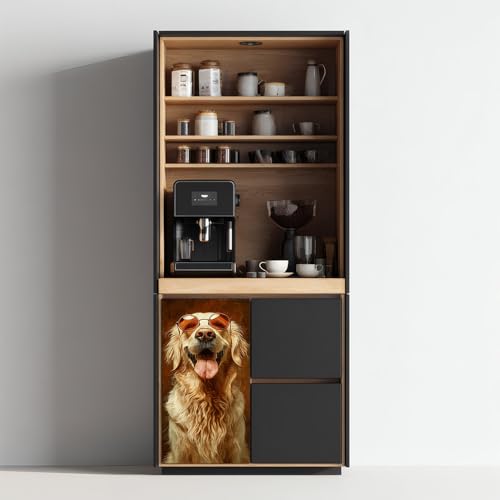 Image of 14.6x32.3 Inch Trash Can Cover Golden Retriever Wearing Sunglasses Design Outdoor Garbage Bin Decoration Sticker Wrap