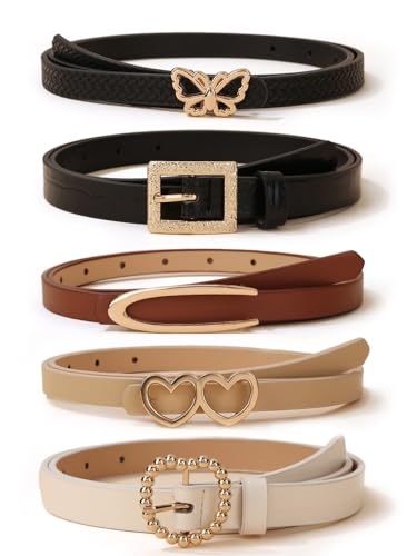 Shining Diva Fashion Leather Belts For Women And Girls 5 Pcs Combo Stylish Waist Belt For Dresses Jeans (16070