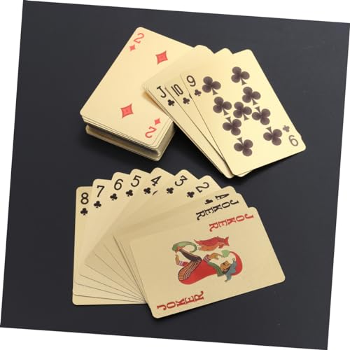 Abaodam 3stücke Gold Plated Pokerkarten wasserdichte Plastikspielkarten Für Familien Und Freundespiele Hochwertige Langlebige Karten Für Unvergessliche Spielabende Zum Sammeln Oder – Bild 8