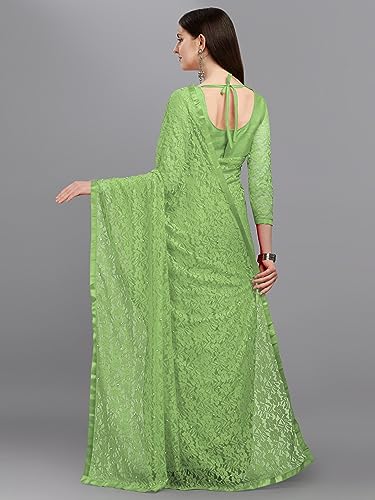 Image of LOROFY Women's Brasso Net Saree With Blouse