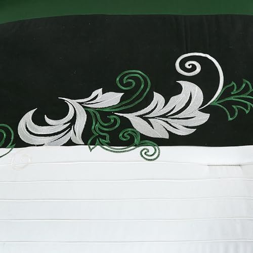 Chezmoi Collection Napa 7-Piece Luxury Leaves Scroll Embroidery Bedding Comforter Set (California King, Green/Black/Cream)