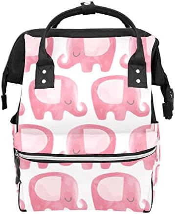 Baby Diaper Bag Backpack Large Capacity Multifunction Travel Backpack Pink Cute Elephant Pattern Maternity Baby Changing Bags for Mom Dad