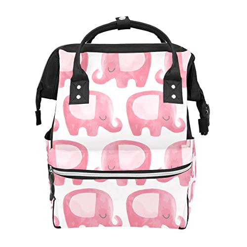 Baby Diaper Bag Backpack Large Capacity Multifunction Travel Backpack Pink Cute Elephant Pattern Maternity Baby Changing Bags For Mom Dad #TOP2