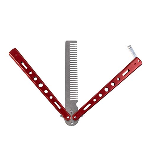 AUEAR, Red Comb Stainless Steel Combs for Professional Hair Salon