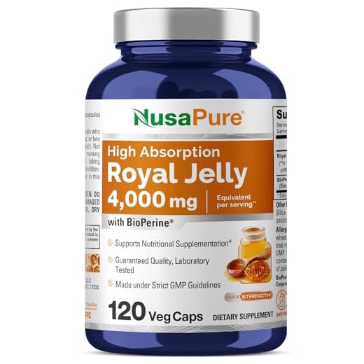 NusaPure Royal Jelly 10:1 Extract, 400 mg Equivalent to 4000mg - 120 Veggie Capsules (Non-GMO, Gluten Free, Bioperine)