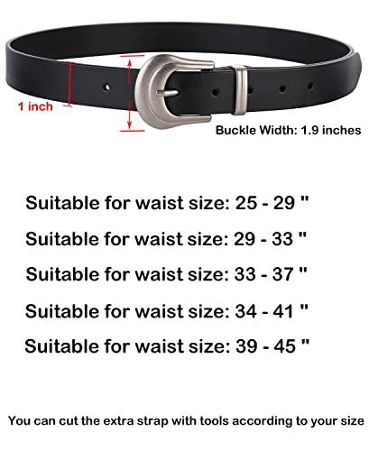 ALAIX Women's Belt Western Belts Silver Gold Buckle Black Leather Belt Black and Gold Belt Pants Jeans Belts for Women 6