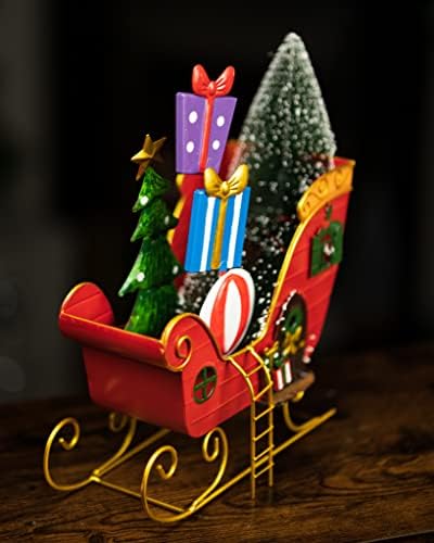 Marco Paul Christmas Hand Painted Metal Santas Sleigh Festive Ornament Decorative Xmas Home Free Standing Colourful Decoration Indoor Décor
