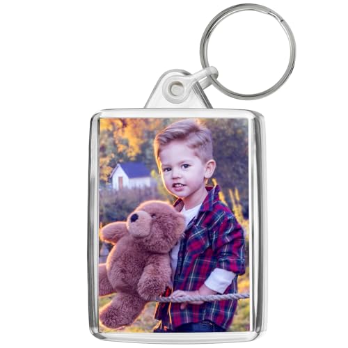 Pixly Personalised Custom Photo Keyring Key Ring Fob Key Chain Clear Medium