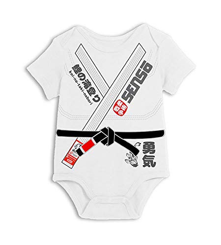 Baby Jiu Jitsu Bodysuit - Yuki Model BJJ Gi for Little Black Belts… (0-3 Months)