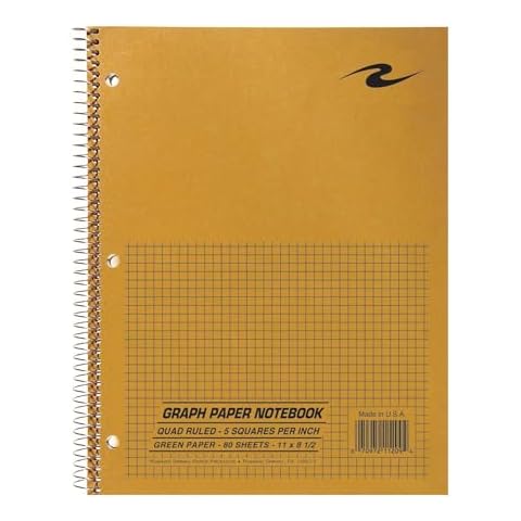 Roaring Spring Lab Notebook, 1 Subject, Wirebound, 5x5 Graph Ruled, 11" x 8.5", 80 Sheets, Green paper Cover