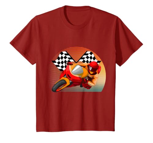Vintage Retro Style Motorbike Moto GP Sport Racing Fan T-Shirt, Youth, Cranberry Red, Medium
